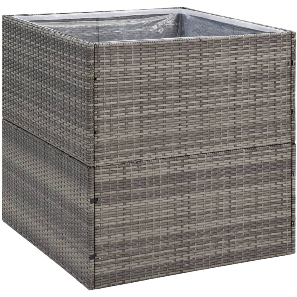 vidaXL Garden Planter Gray 31.5&quotx31.5&quotx31.5" Poly Rattan