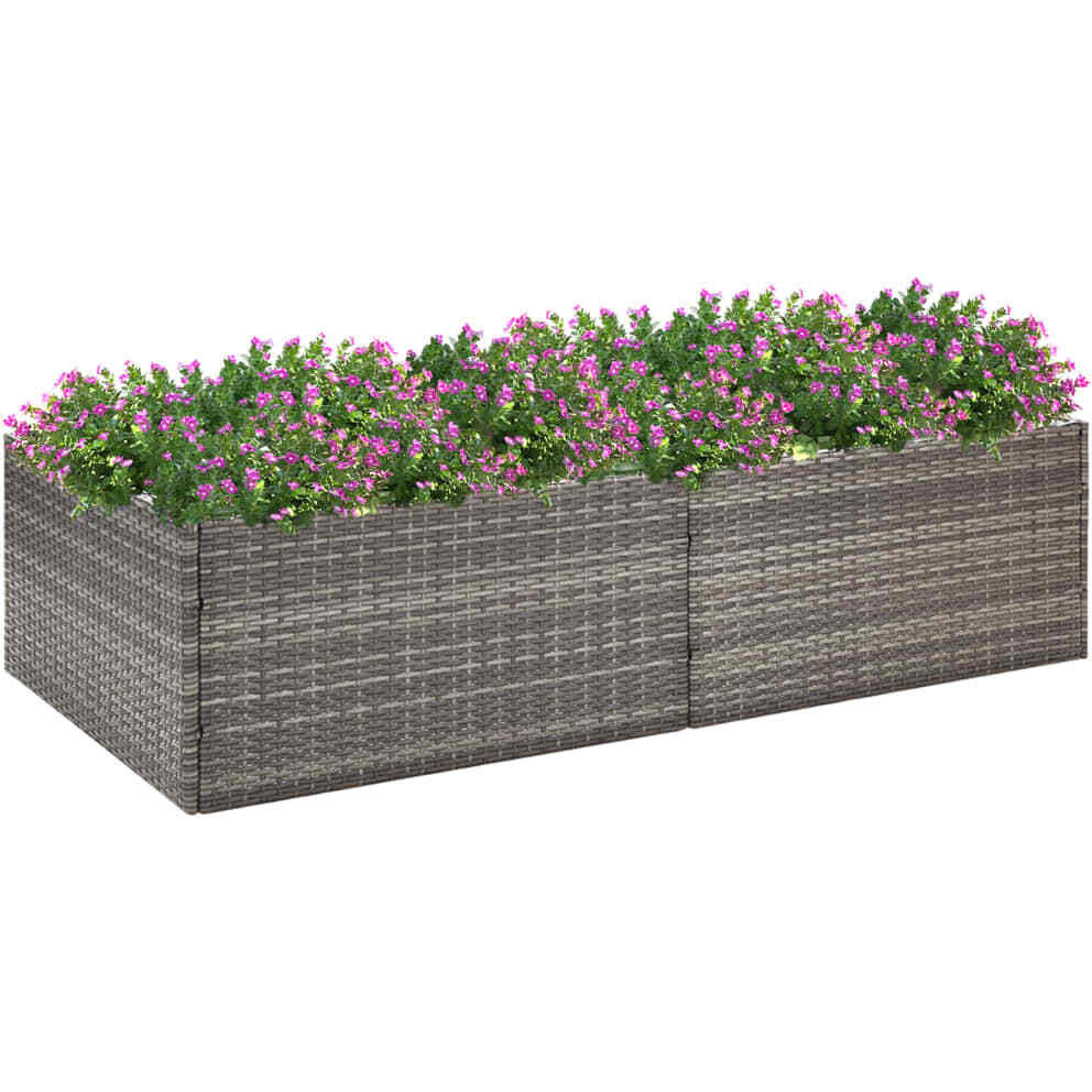 vidaXL Garden Planter Gray 61.8&quotx31.5&quotx15.7" Poly Rattan