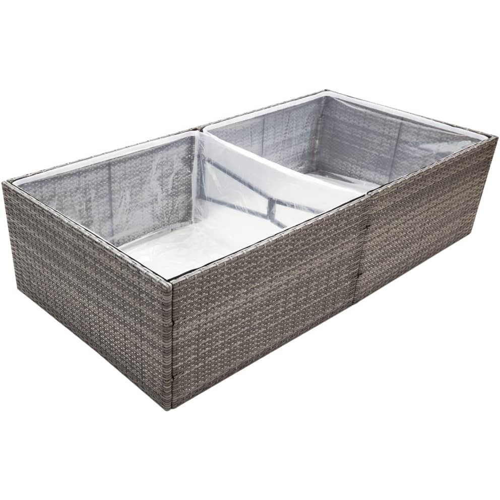 vidaXL Garden Planter Gray 61.8&quotx31.5&quotx15.7" Poly Rattan