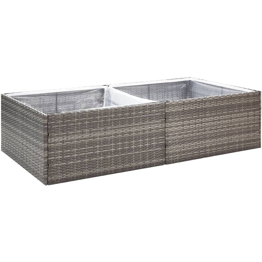 vidaXL Garden Planter Gray 61.8&quotx31.5&quotx15.7" Poly Rattan
