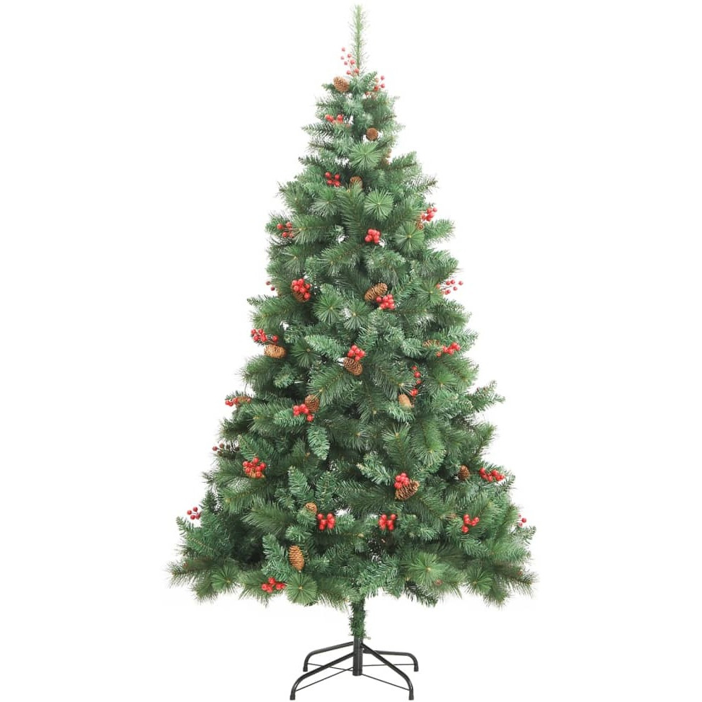 vidaXL Artificial Hinged Christmas Tree with Cones and Berries 94.5"