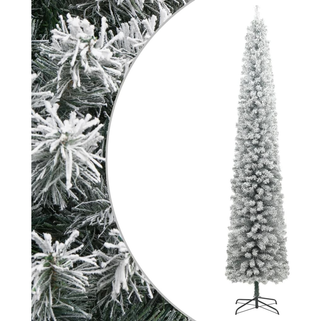 vidaXL Slim Christmas Tree with Stand and Flocked Snow 106.3" PVC