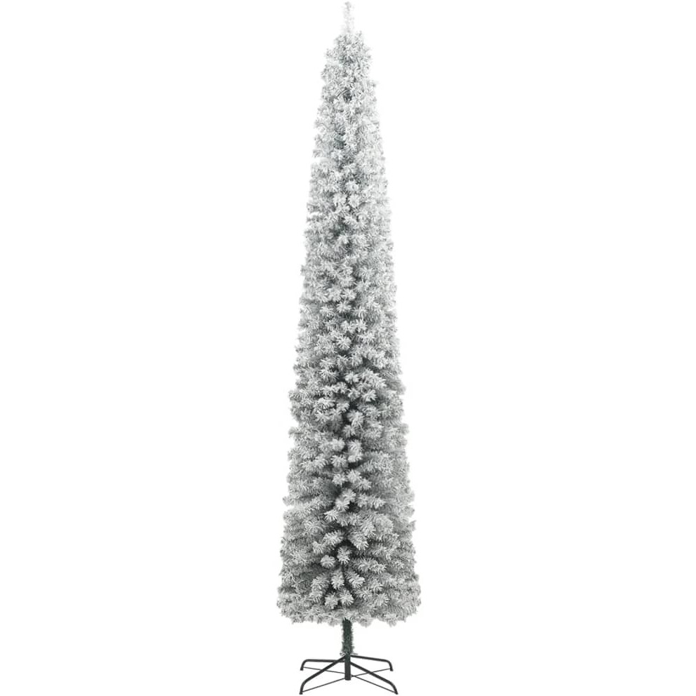 vidaXL Slim Christmas Tree with Stand and Flocked Snow 106.3" PVC