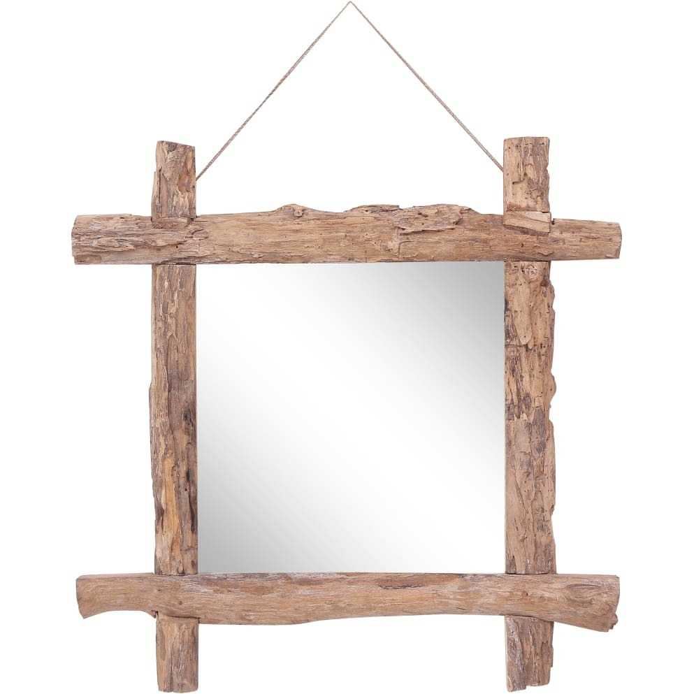 vidaXL Log Mirror Natural 27.6&quotx27.6" Solid Reclaimed Wood
