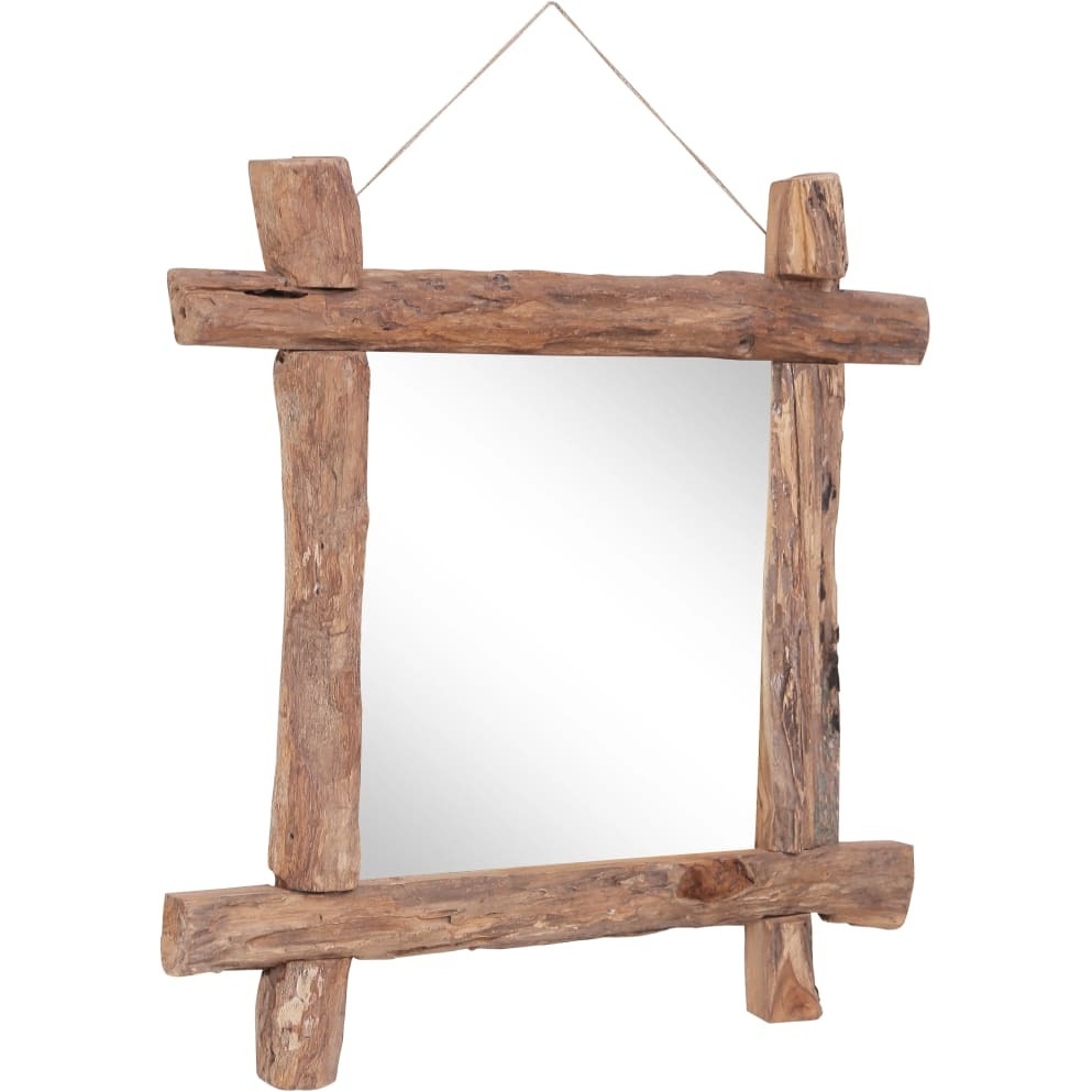 vidaXL Log Mirror Natural 27.6&quotx27.6" Solid Reclaimed Wood