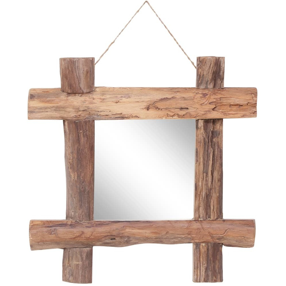 vidaXL Log Mirror Natural 19.7&quotx19.7" Solid Reclaimed Wood