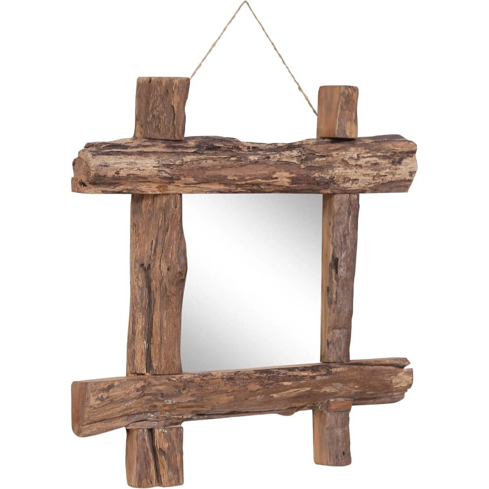 vidaXL Log Mirror Natural 19.7&quotx19.7" Solid Reclaimed Wood