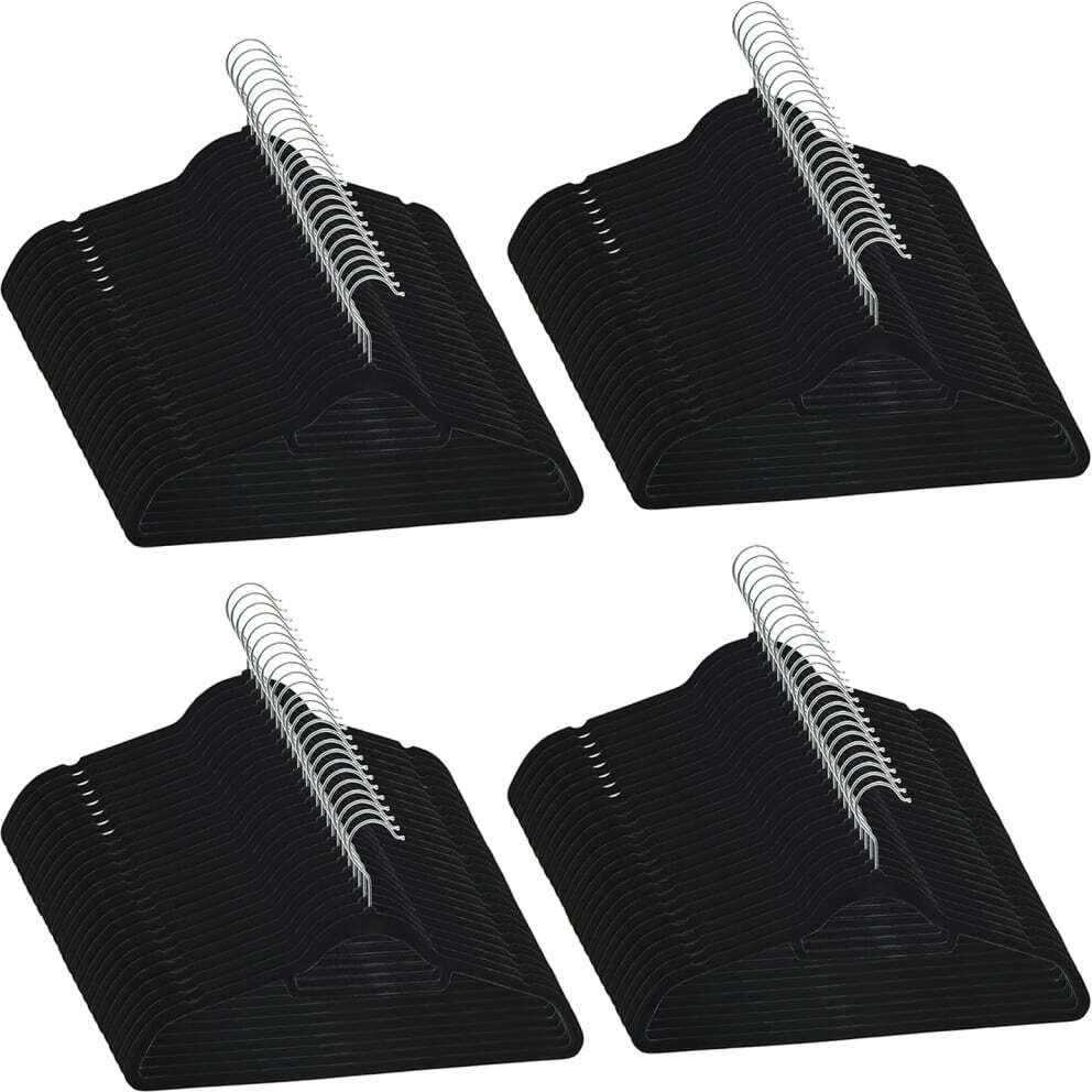 vidaXL 100 pcs Clothes Hanger Set Anti-slip Black Velvet