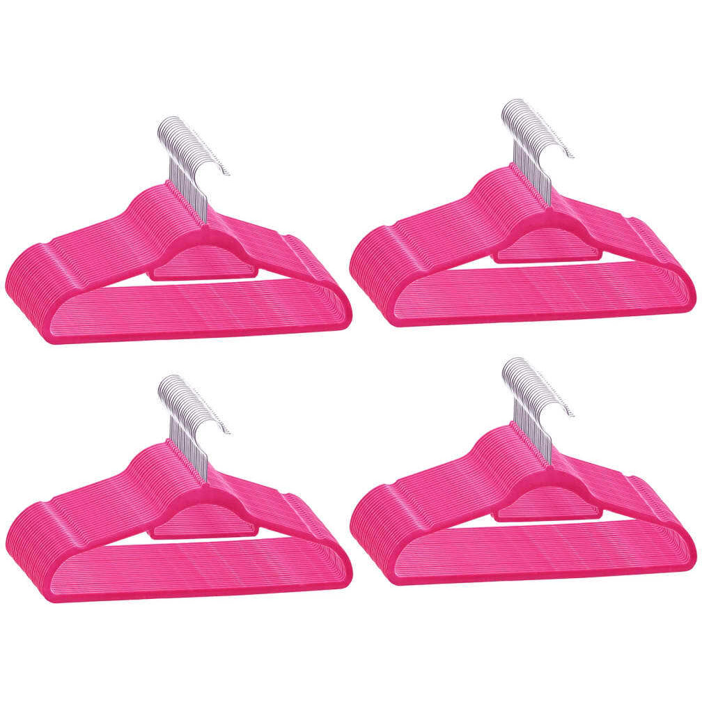 vidaXL 100 pcs Clothes Hanger Set Anti-slip Pink Velvet
