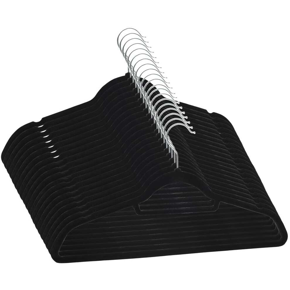 vidaXL 20 pcs Clothes Hanger Set Anti-slip Black Velvet
