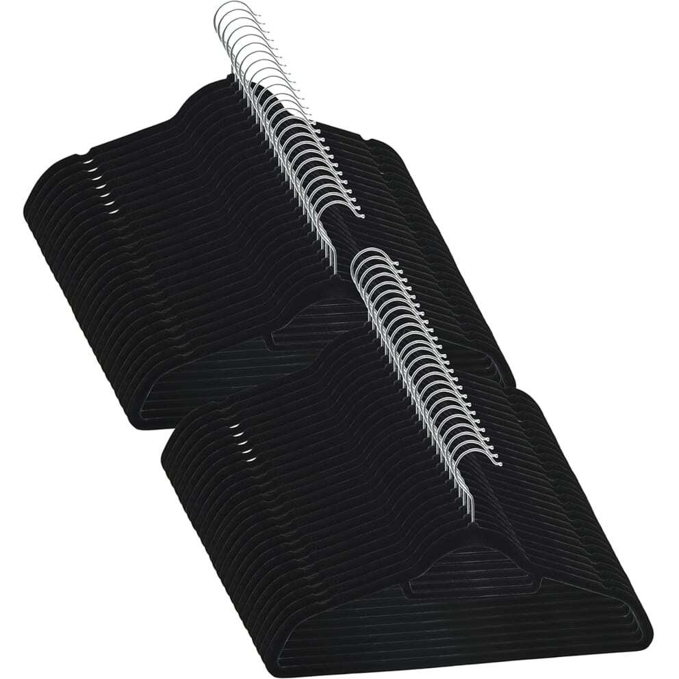 vidaXL 50 pcs Clothes Hanger Set Anti-slip Black Velvet