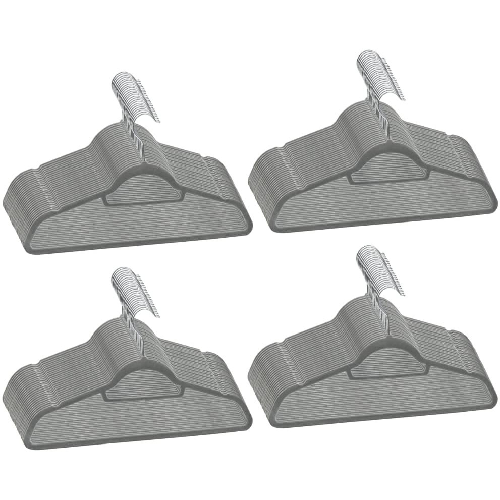 vidaXL 100 pcs Clothes Hanger Set Anti-slip Gray Velvet