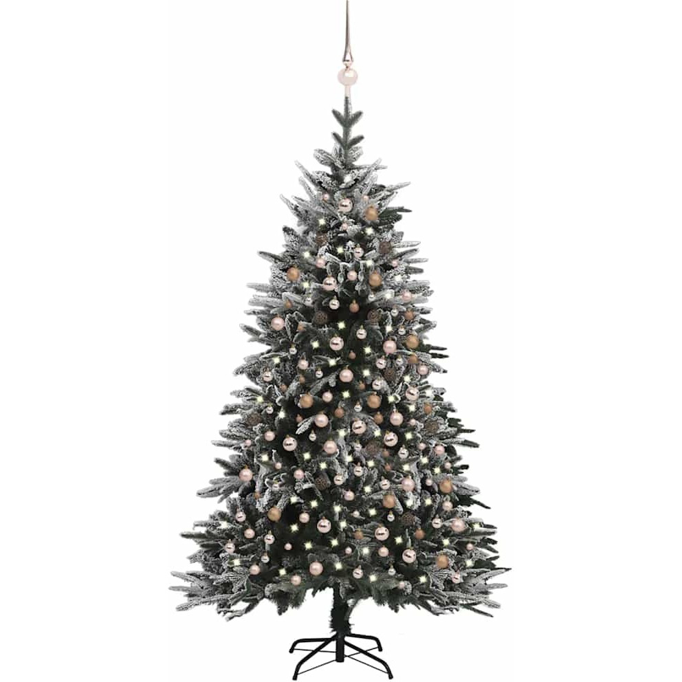 vidaXL Artificial Christmas Tree LED&Ball Set&Flocked Snow 94.5" PVC&PE