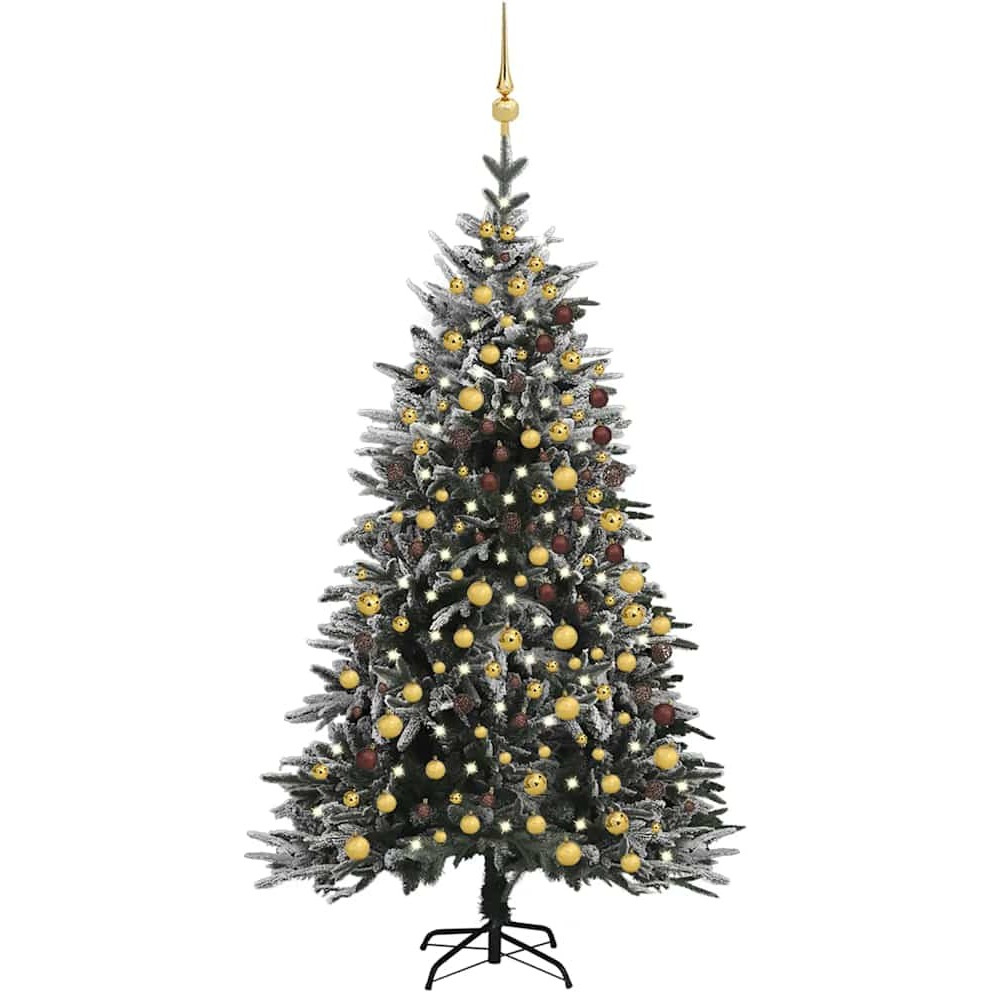vidaXL Artificial Christmas Tree LED&Ball Set&Flocked Snow 94.5" PVC&PE