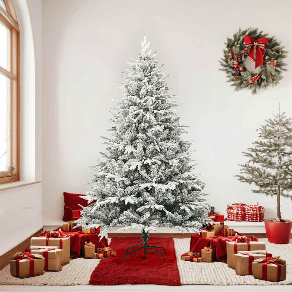 vidaXL Artificial Christmas Tree with Flocked Snow Green 70.9" PVC&PE