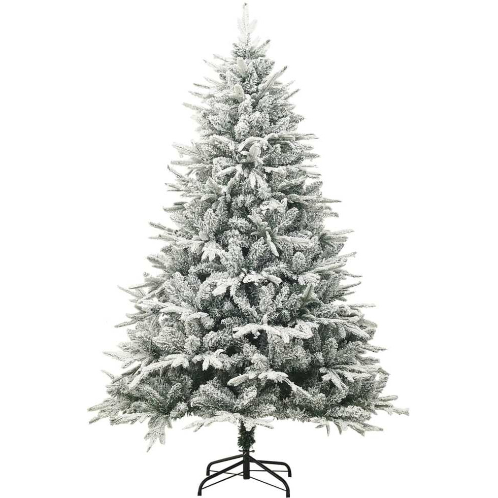 vidaXL Artificial Christmas Tree with Flocked Snow Green 82.7" PVC&PE