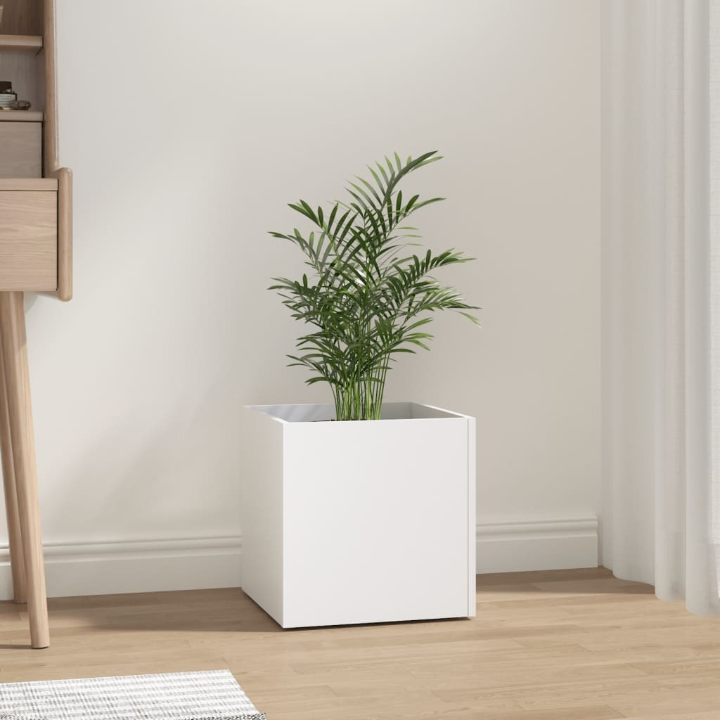 vidaXL Planter Box White 15.7&quotx15.7&quotx15.7" Engineered Wood