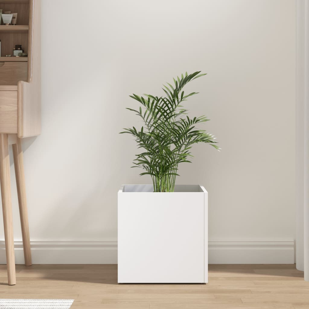 vidaXL Planter Box White 15.7&quotx15.7&quotx15.7" Engineered Wood