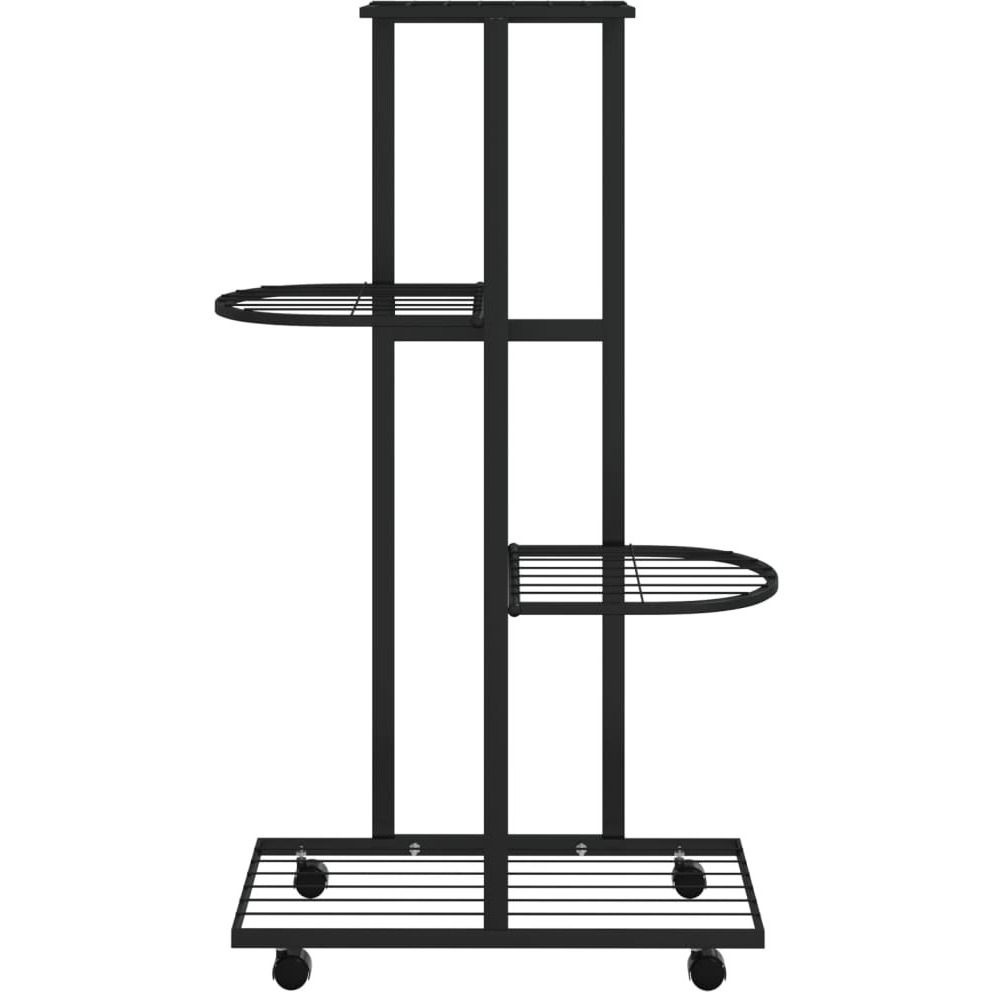 vidaXL 4-Floor Flower Stand with Wheels 17.3&quotx9.1&quotx31.5" Black Iron