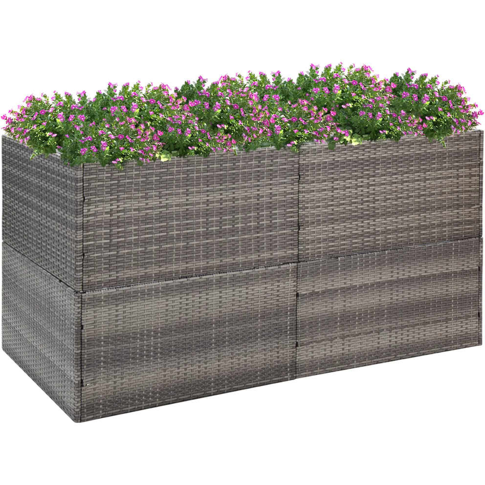 vidaXL Garden Planter Gray 61.8&quotx31.5&quotx31.5" Poly Rattan