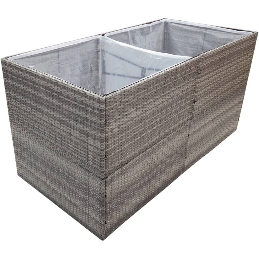 vidaXL Garden Planter Gray 61.8&quotx31.5&quotx31.5" Poly Rattan