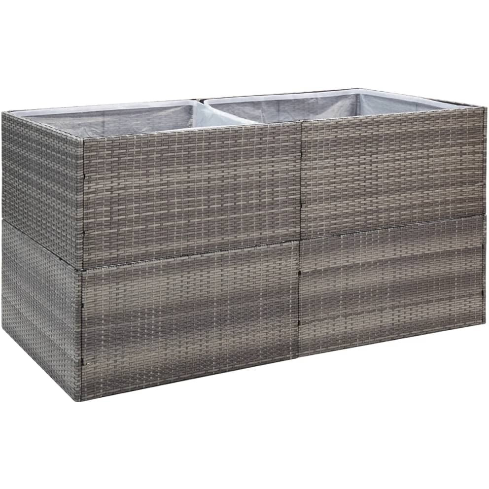 vidaXL Garden Planter Gray 61.8&quotx31.5&quotx31.5" Poly Rattan