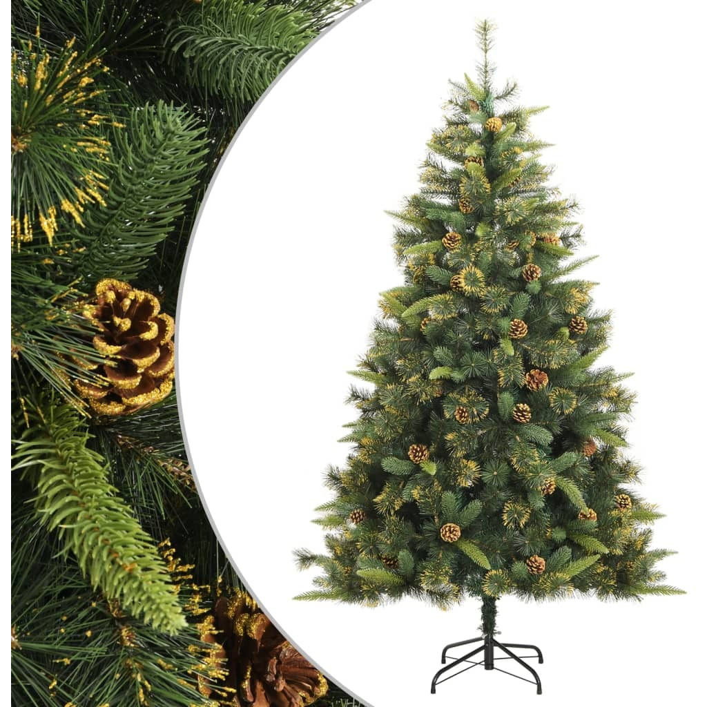 vidaXL Artificial Hinged Christmas Tree with Cones 94.5"