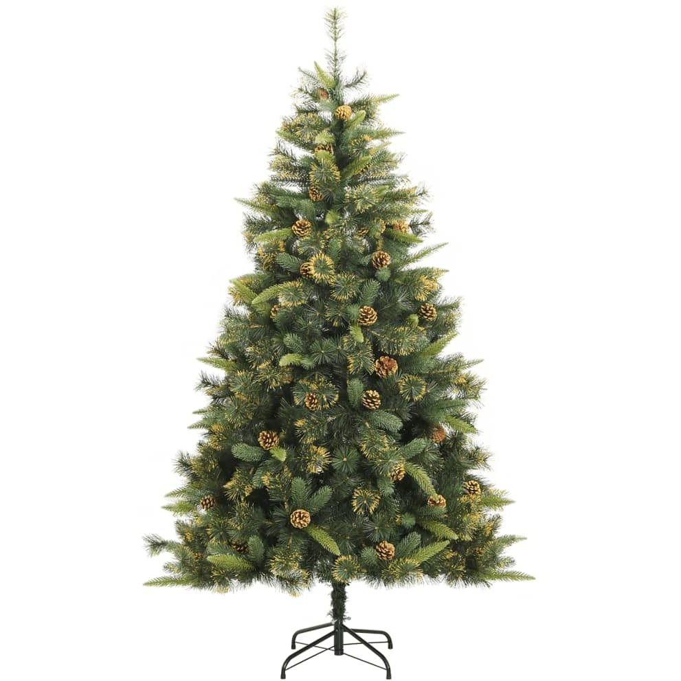 vidaXL Artificial Hinged Christmas Tree with Cones 94.5"