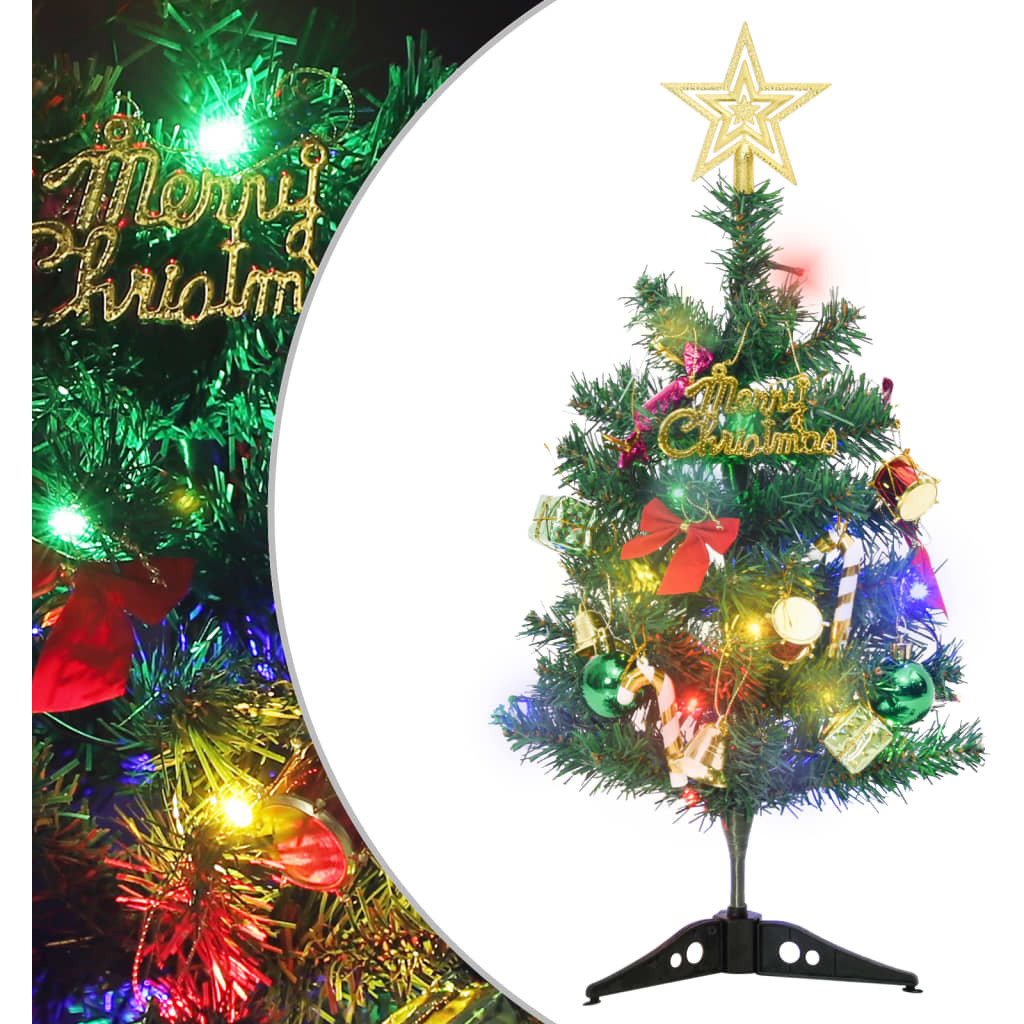 vidaXL Mini Artificial Pre-lit Christmas Tree with 30 LEDs Green 23.6"