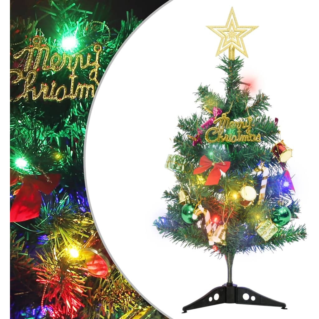 vidaXL Mini Artificial Pre-lit Christmas Tree with 20 LEDs Green 17.7"