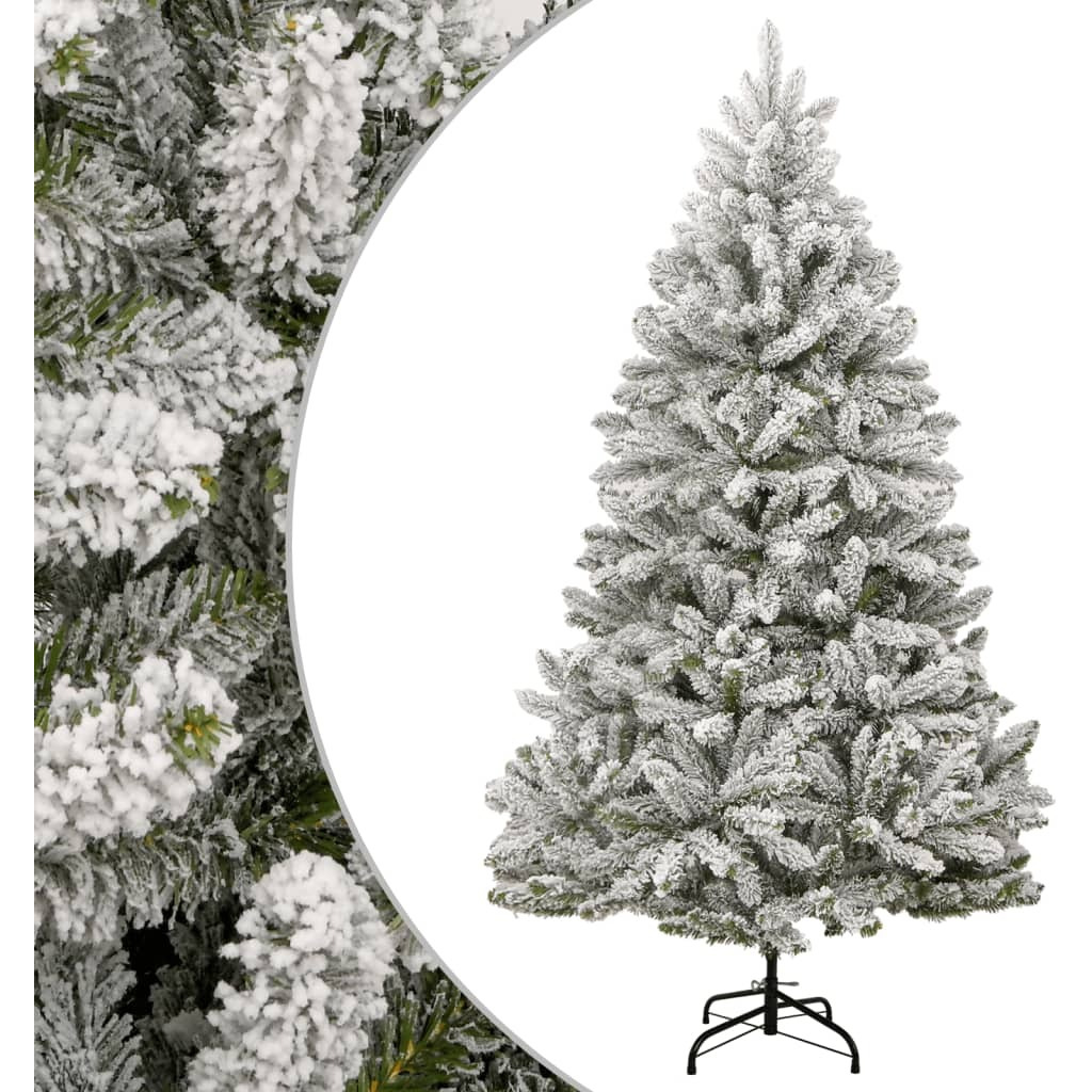 vidaXL Artificial Hinged Christmas Tree with Flocked Snow 82.7"