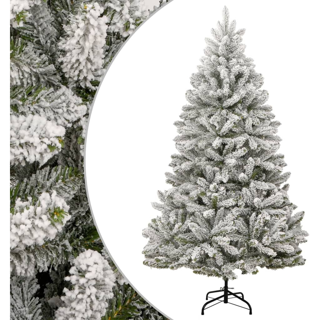 vidaXL Artificial Hinged Christmas Tree with Flocked Snow 94.5"