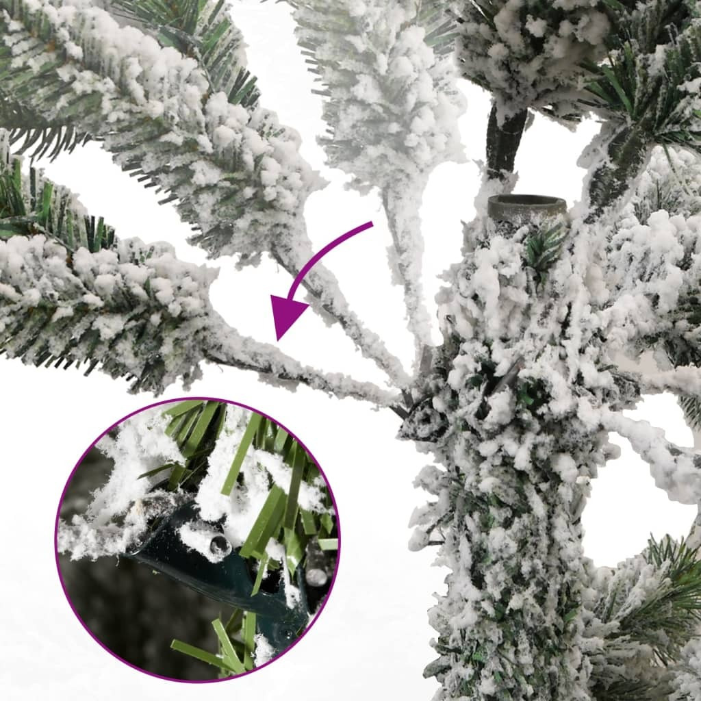 vidaXL Artificial Hinged Christmas Tree with Flocked Snow 94.5"