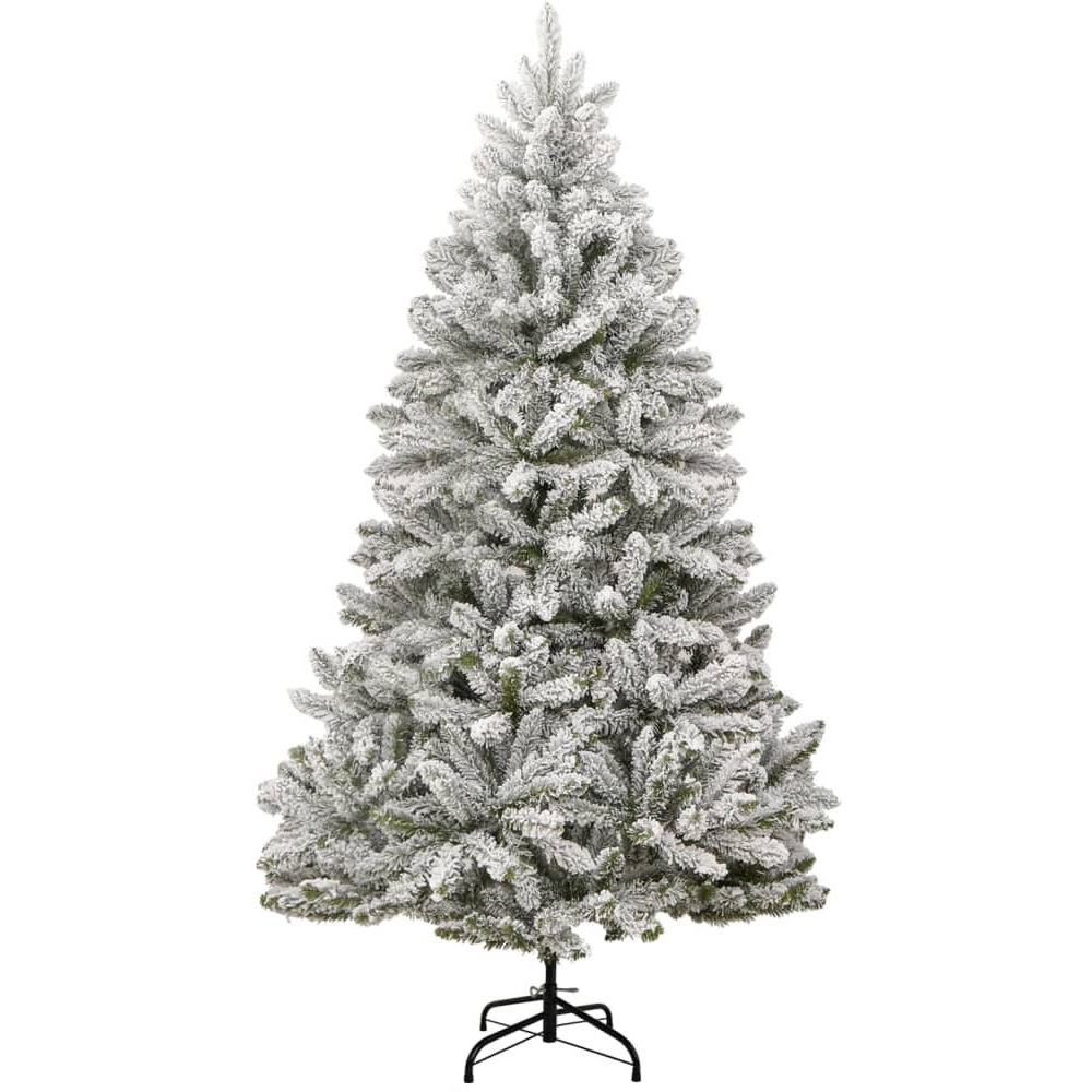 vidaXL Artificial Hinged Christmas Tree with Flocked Snow 94.5"