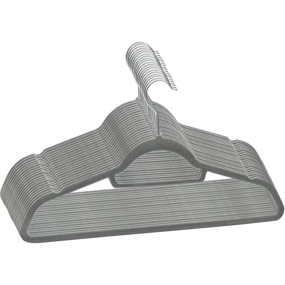 vidaXL 20 pcs Clothes Hanger Set Anti-slip Gray Velvet