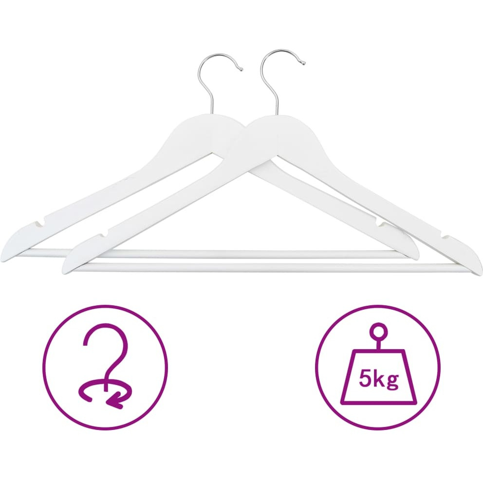 vidaXL 100 pcs Clothes Hanger Set Non-slip White Hardwood
