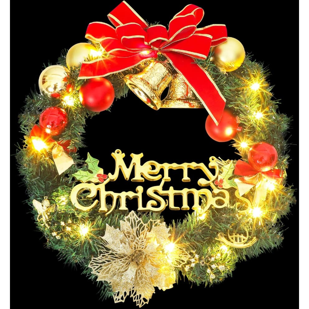 vidaXL Christmas Wreath with 20 LEDs Green 17.7"