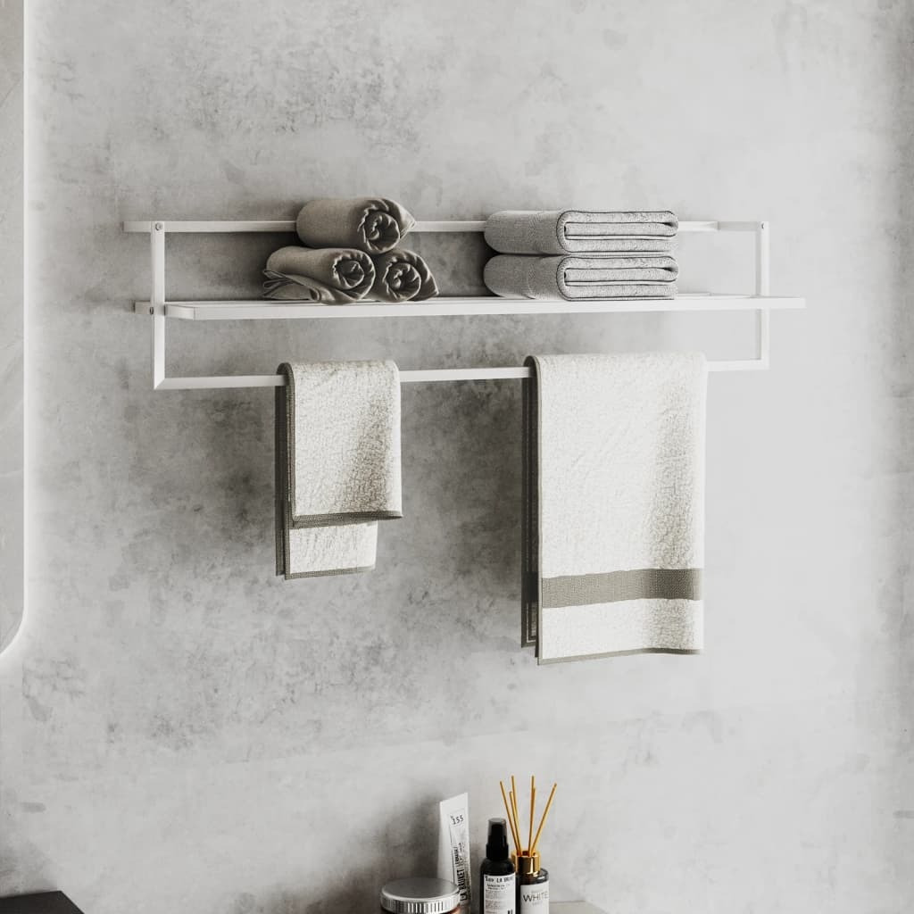 vidaXL Towel Rack White 37.4&quotx9.8&quotx8.7" Iron