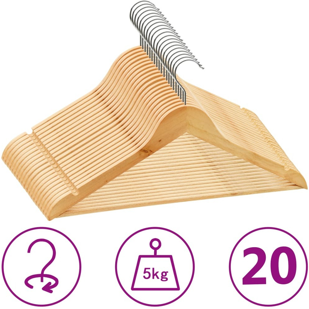 vidaXL 20 pcs Clothes Hanger Set Non-slip Hardwood