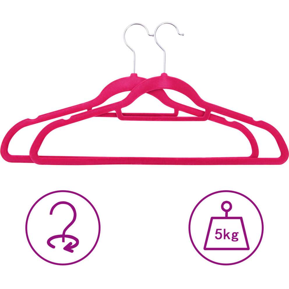 vidaXL 50 pcs Clothes Hanger Set Anti-slip Pink Velvet