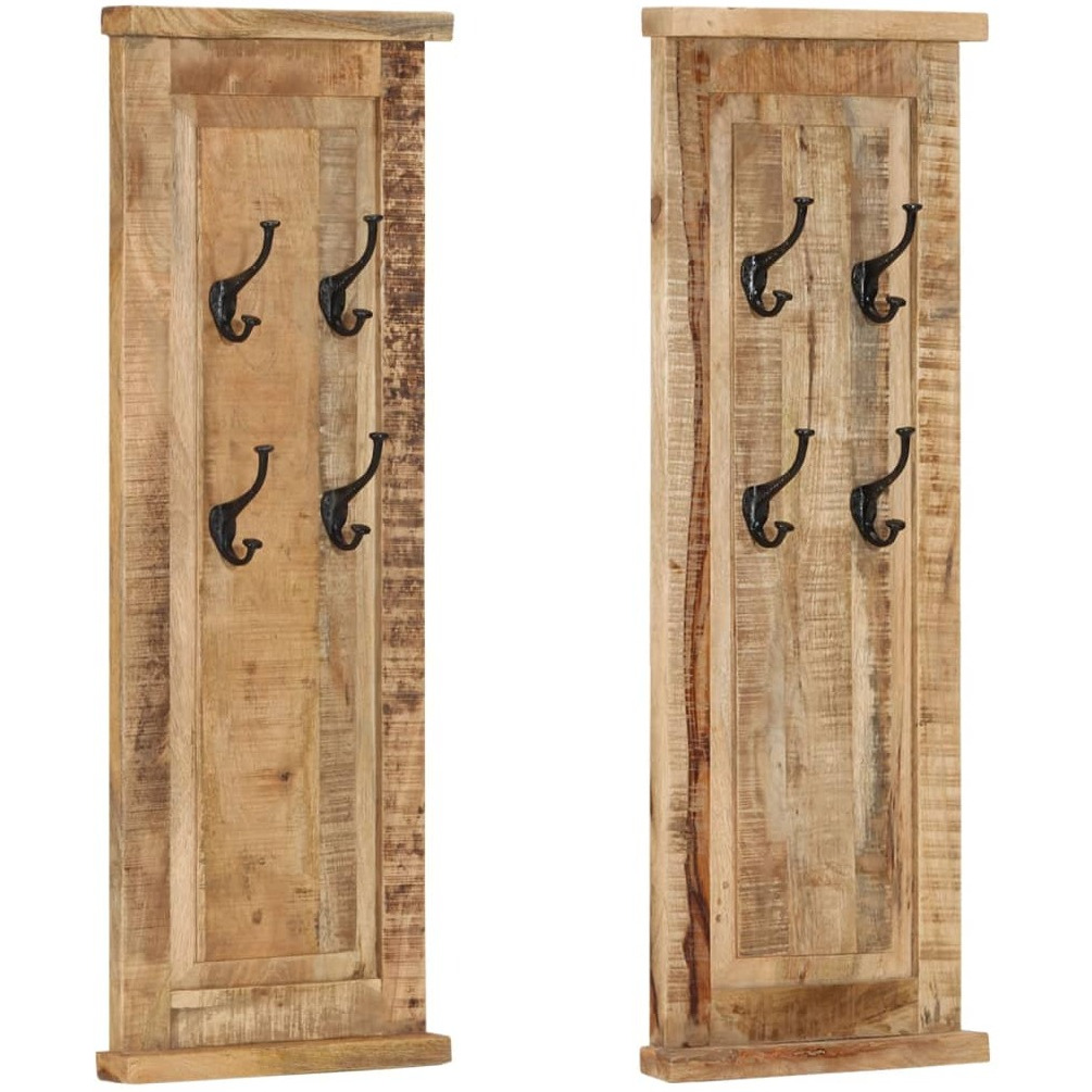vidaXL Coat Racks 2 pcs Solid Wood Mango 15&quotx39.4"