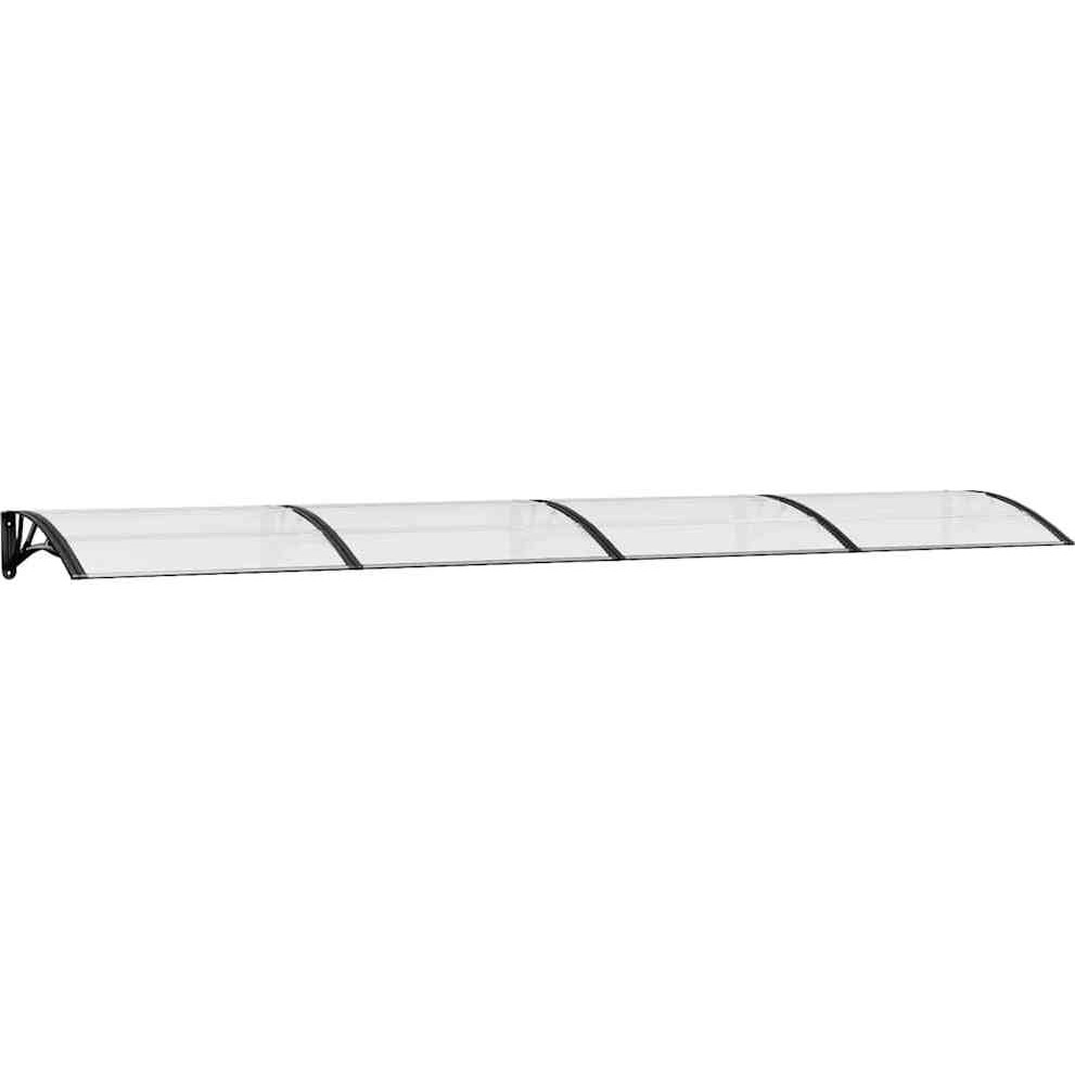 vidaXL Door Canopy Black and Transparent 157.5&quotx31.5" Polycarbonate