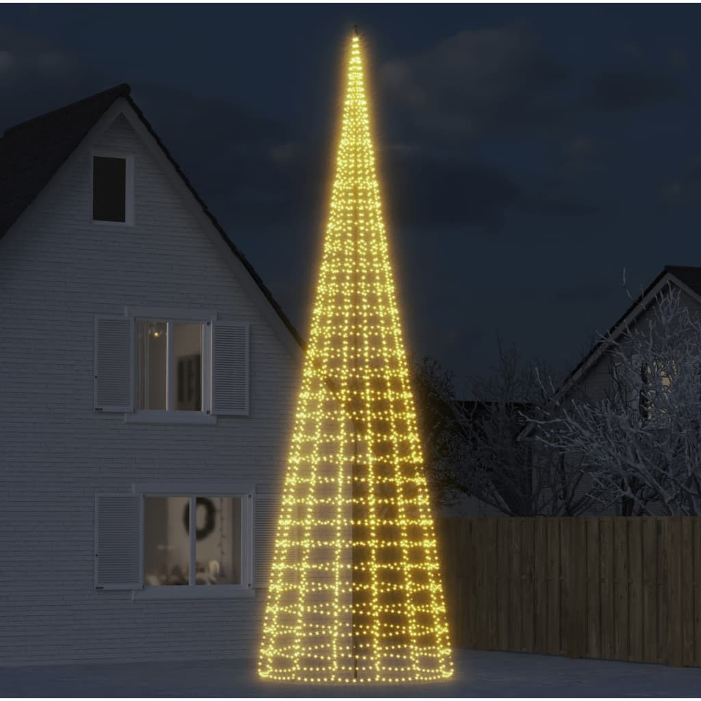 vidaXL Christmas Tree Light on Flagpole 3000 LEDs Warm White 315"