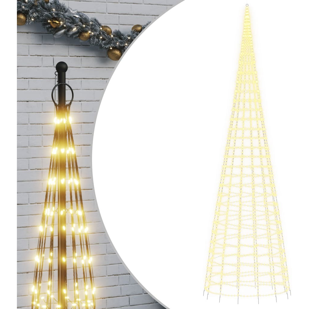 vidaXL Christmas Tree Light on Flagpole 3000 LEDs Warm White 315"