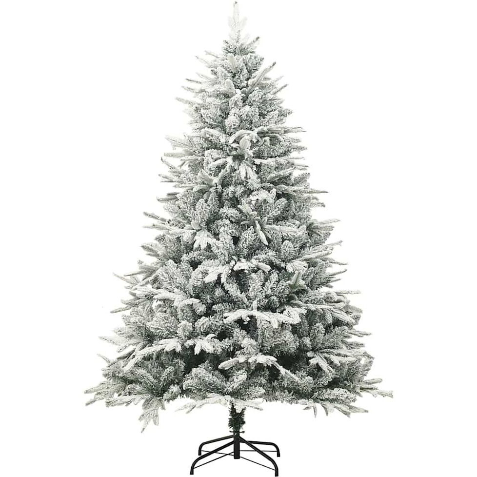 vidaXL Artificial Christmas Tree LED&Ball Set&Flocked Snow 70.9" PVC&PE