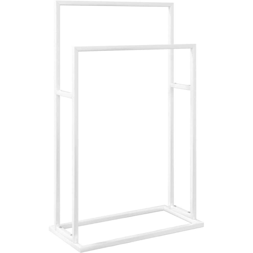 vidaXL Freestanding Towel Rack White 18.9&quotx9.4&quotx30.9" Iron