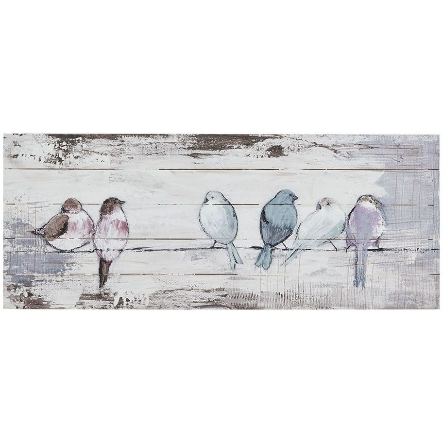 Perched Birds Hand Painted Wood Plank Panel Wall Decor(D0102H5SZ4X)