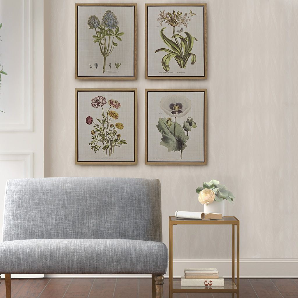 Herbal Botany 4-piece Botanical Illustration Framed canvas Wall Art Set(D0102HR7YTP)