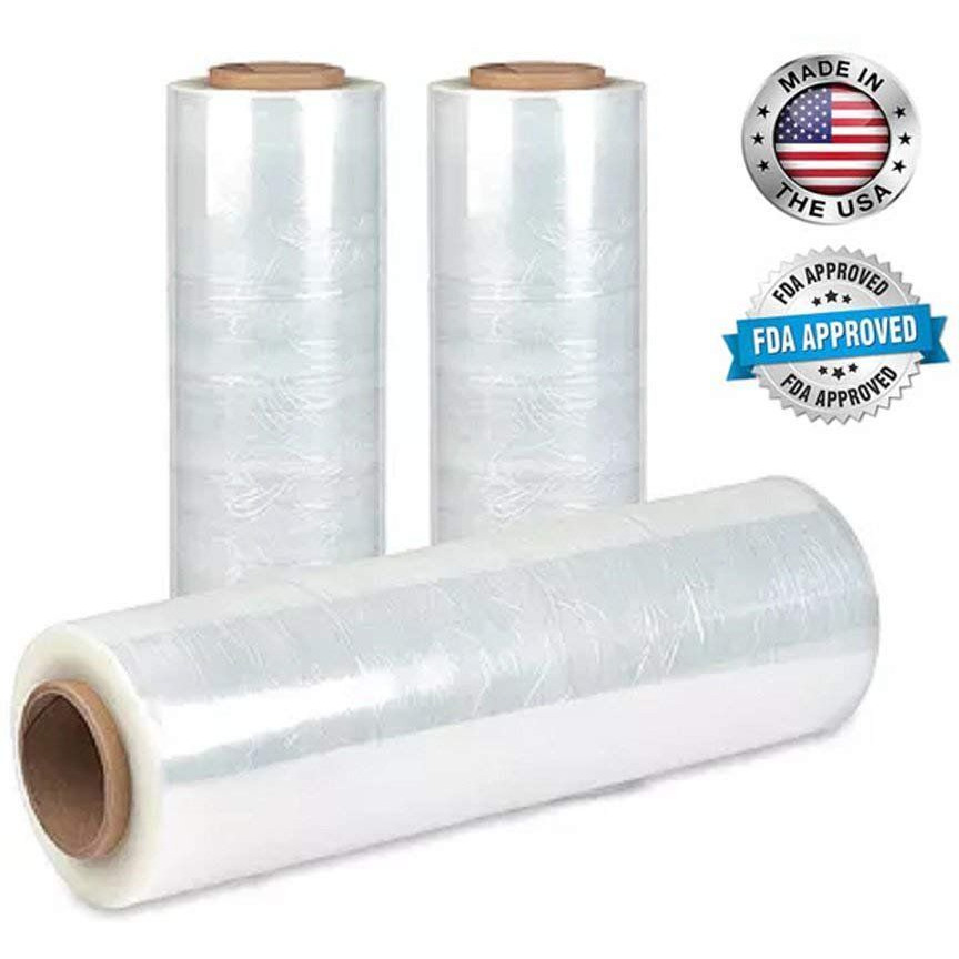 4 Rolls of Blown Hand Stretch Film 18 x 1500 clear Hand Stretch Wrap 90 gauge Tear Resistant Residue Free Film for Moving Shipping Wrapping Industrial grade Pallet Shrink Wrap Film(D0102HIZc0U)