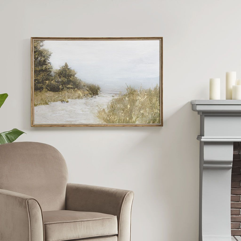 Lake Walk Abstract Landscape Framed canvas Wall Art(D0102HR7YNJ)